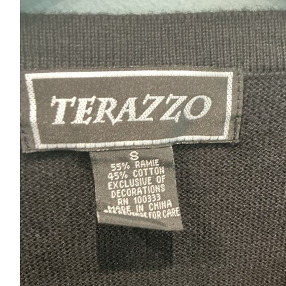 Vintage Terazzo Women Embroidered Sweater Cardigan Halloween Cat Lady Moon Witch - Picture 3 of 10